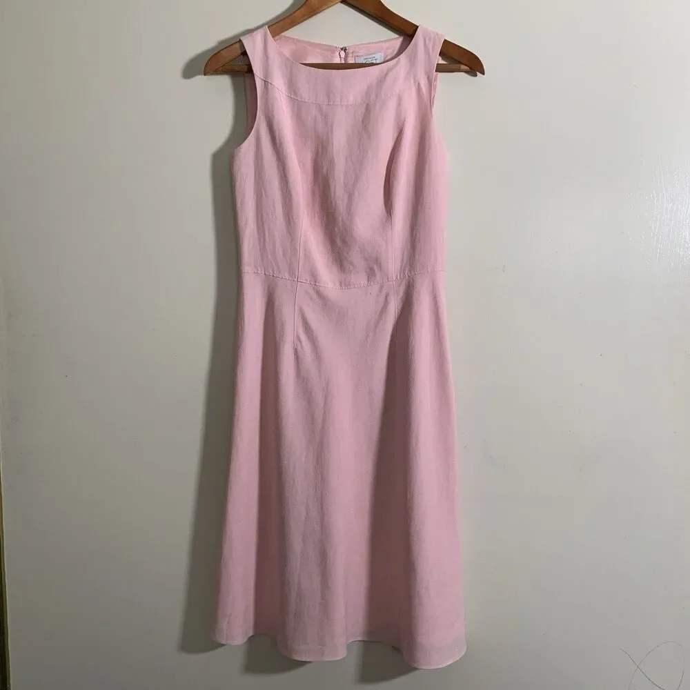 Ann Taylor Loft Dress Size 0 Lined Pink Sleeveless Invisible Zipper - Picture 3 of 15